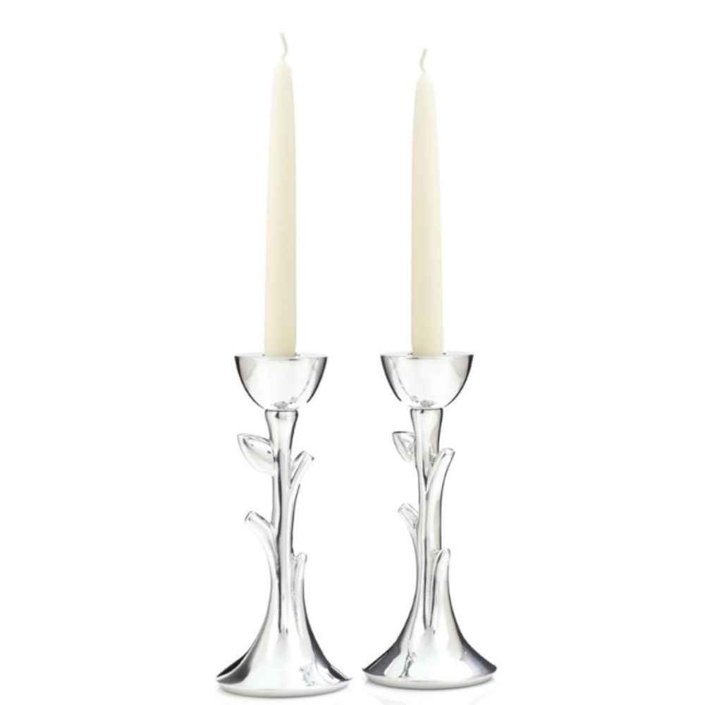 Nambe’ Judaica Collection Tree of Life Ceremonial Sabbath Candlesticks Holders